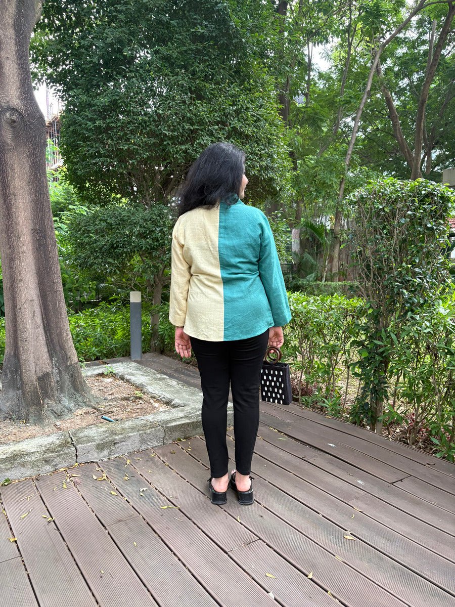Palm Half & Hue Top – Womens Blouse on Brown Living™. SKU: TCC-SW25-08-XS. Img 5.