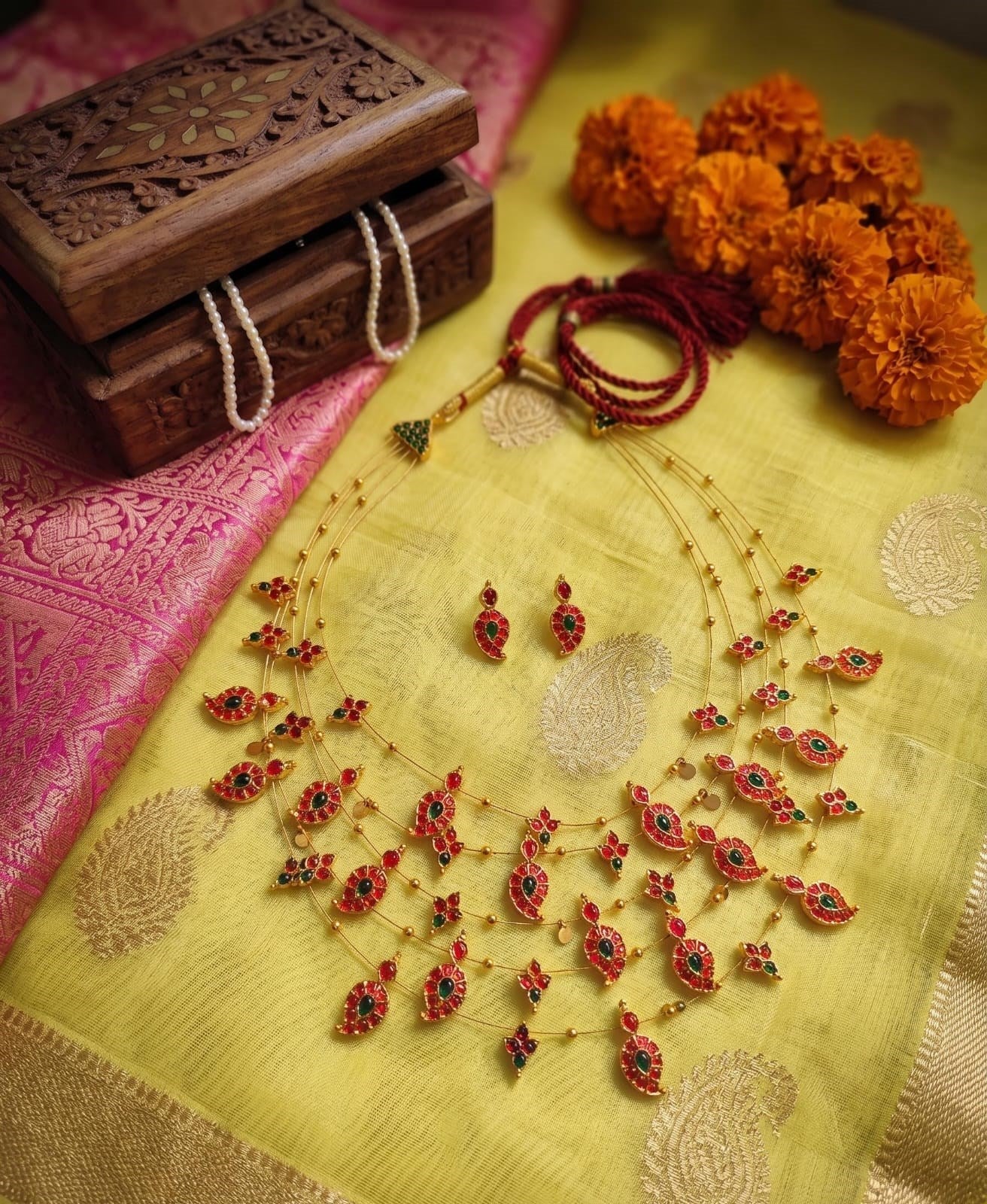 Pancha Maanga Cascade Necklace – Womens Necklaces on Brown Living™. SKU: SAR1015. Img 1.