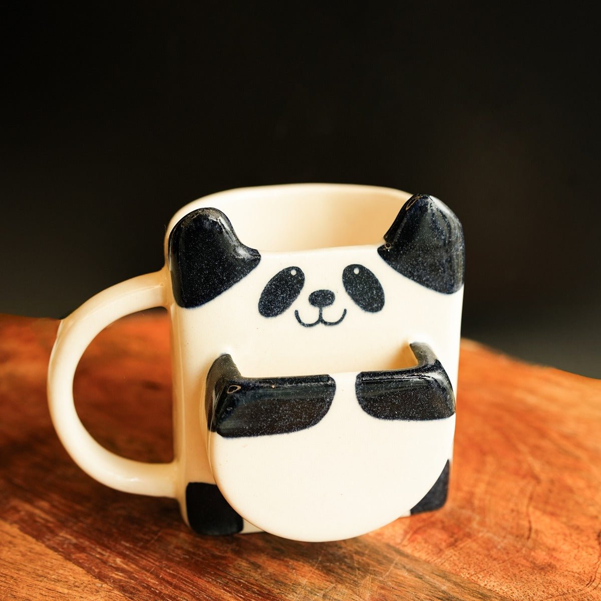 Panda Biscuit Pocket Mug – Cute Ceramic Mug with Biscuit Holder – Mugs on Brown Living™. SKU: S - 409. Img 3.
