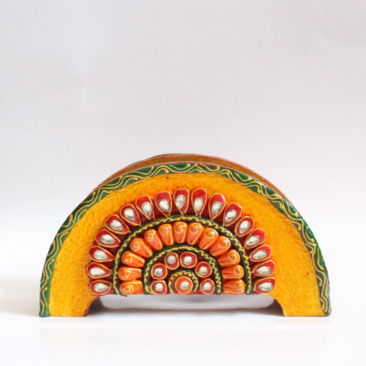 Paper Mache Yellow D Napkin Stand | Decorative Table Accessory – Home Decor on Brown Living™. SKU: NS03-1NNNN. Img 3.