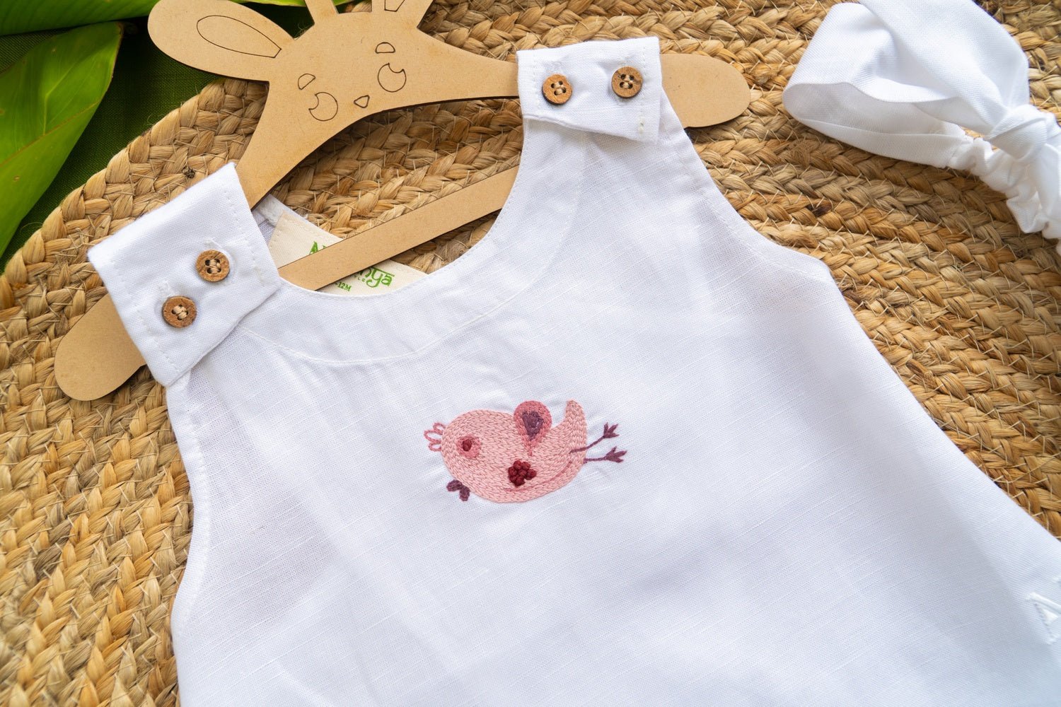 Paradise Bird White Top for Baby Girls Soft & Breathable – Kids Frocks & Dresses on Brown Living™. SKU: ARN007_0-3. Img 2.