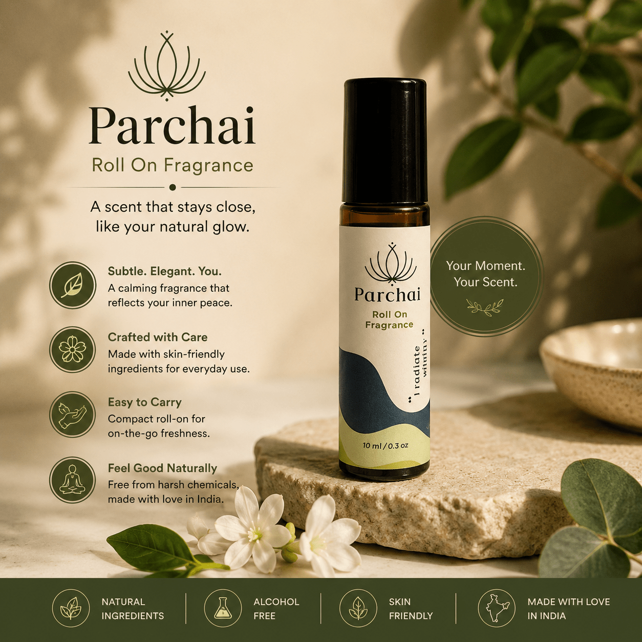 Parchai - Roll on Fragrance – Perfume on Brown Living™. SKU: PAR-FRA-47-NAM. Img 4.