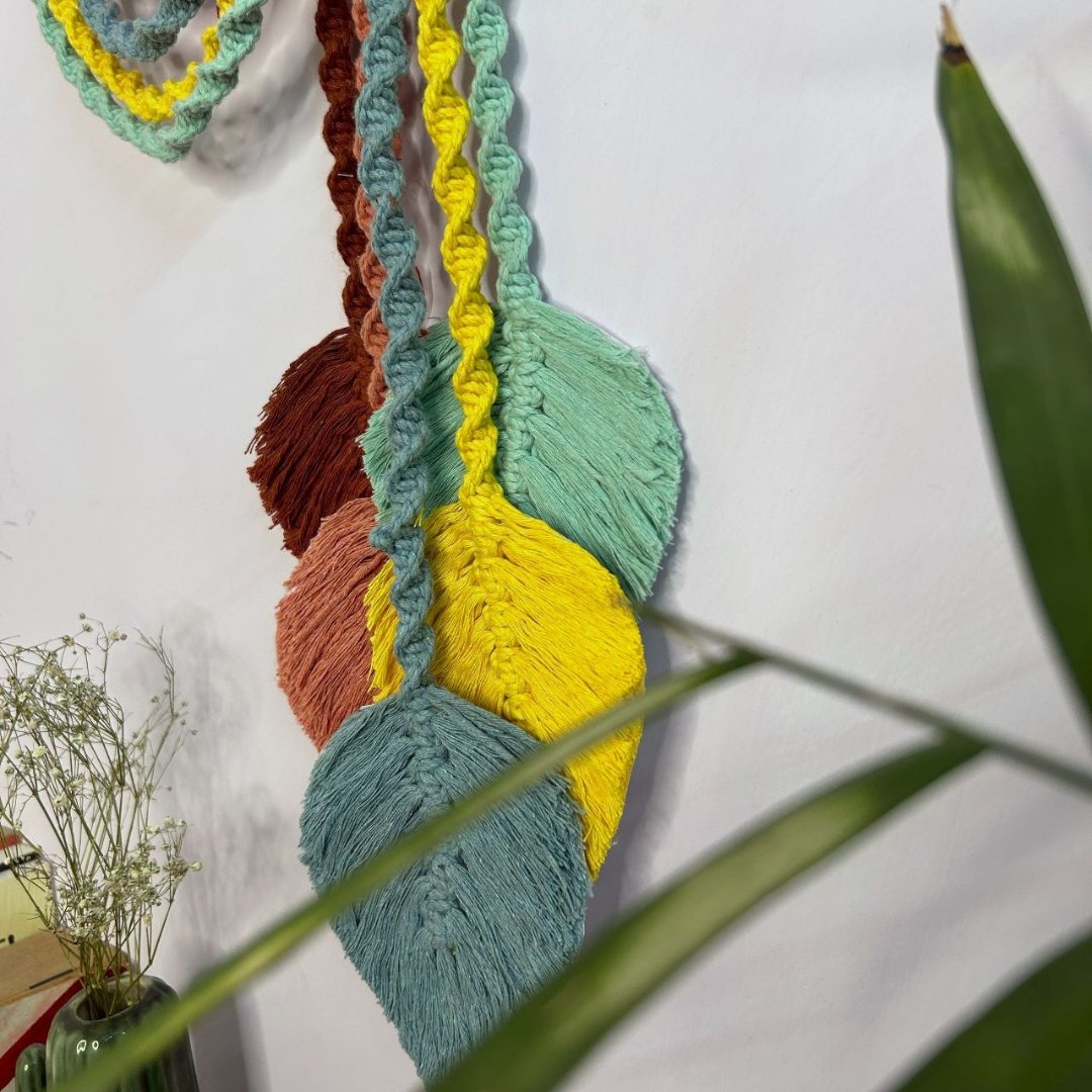 Pastel Leaves Macrame Wall Hanging | Verified Sustainable by Brown Living™