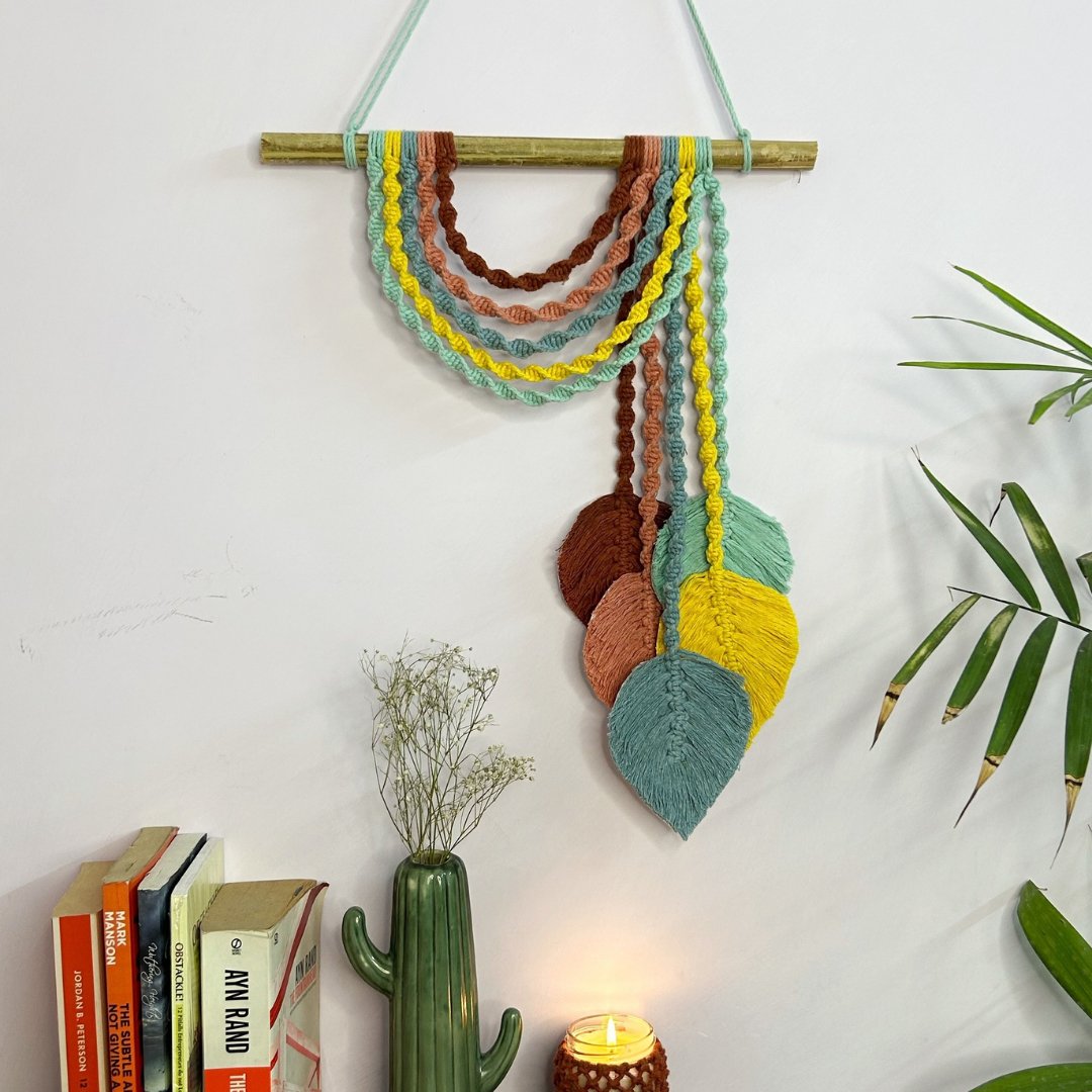 Pastel Leaves Macrame Wall Hanging | Verified Sustainable by Brown Living™