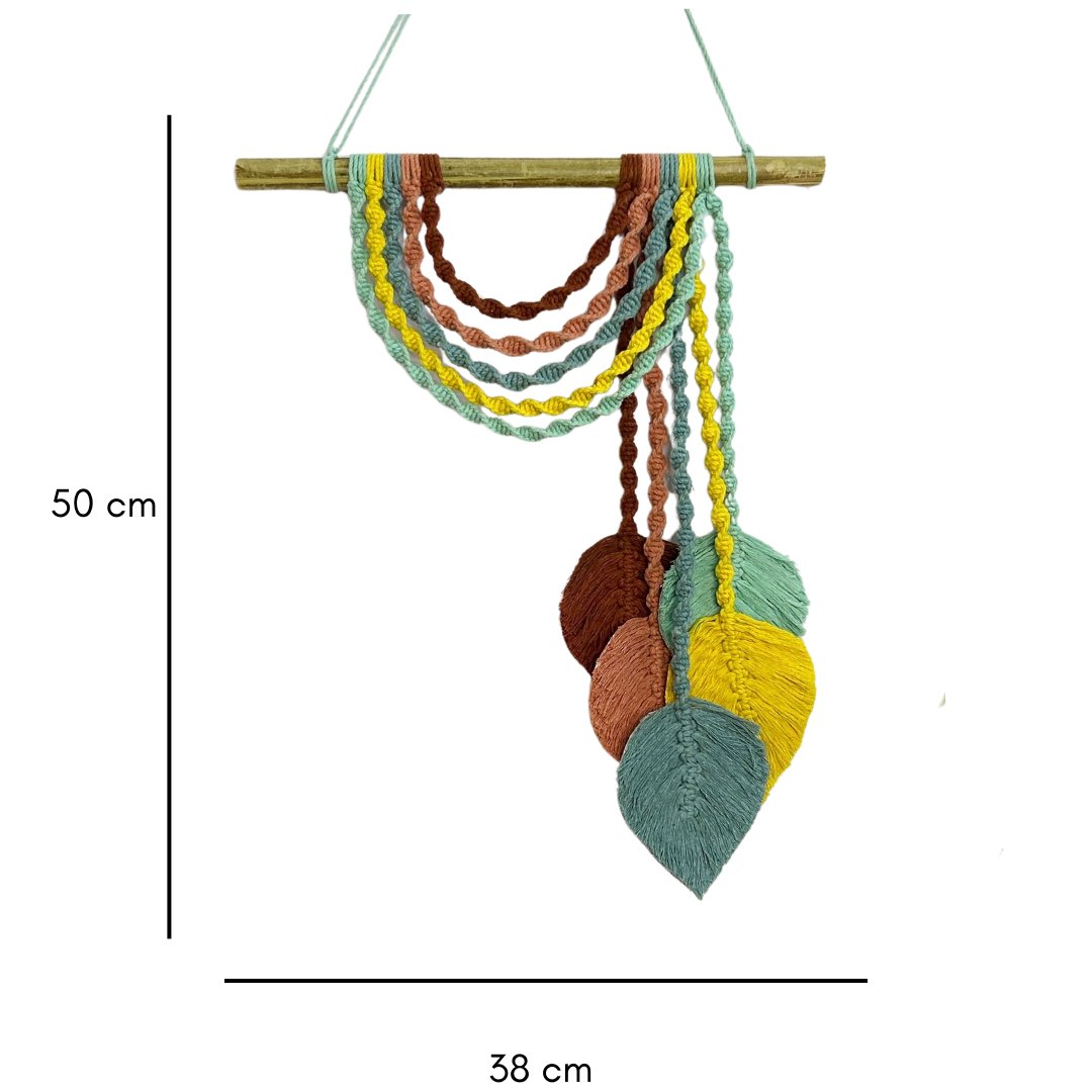 Pastel Leaves Macrame Wall Hanging | Verified Sustainable by Brown Living™