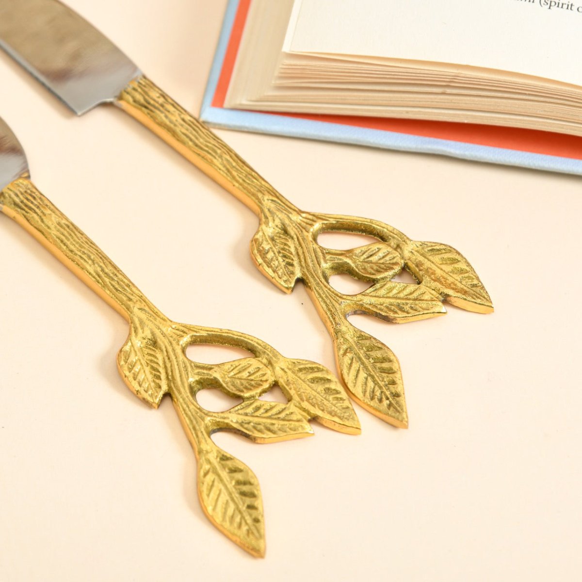 Patram Cheese And Serving Knives l Lead Design | Set Of 4 – Kitchen Tools on Brown Living™. SKU: PRA/23/HD002/N. Img 3.