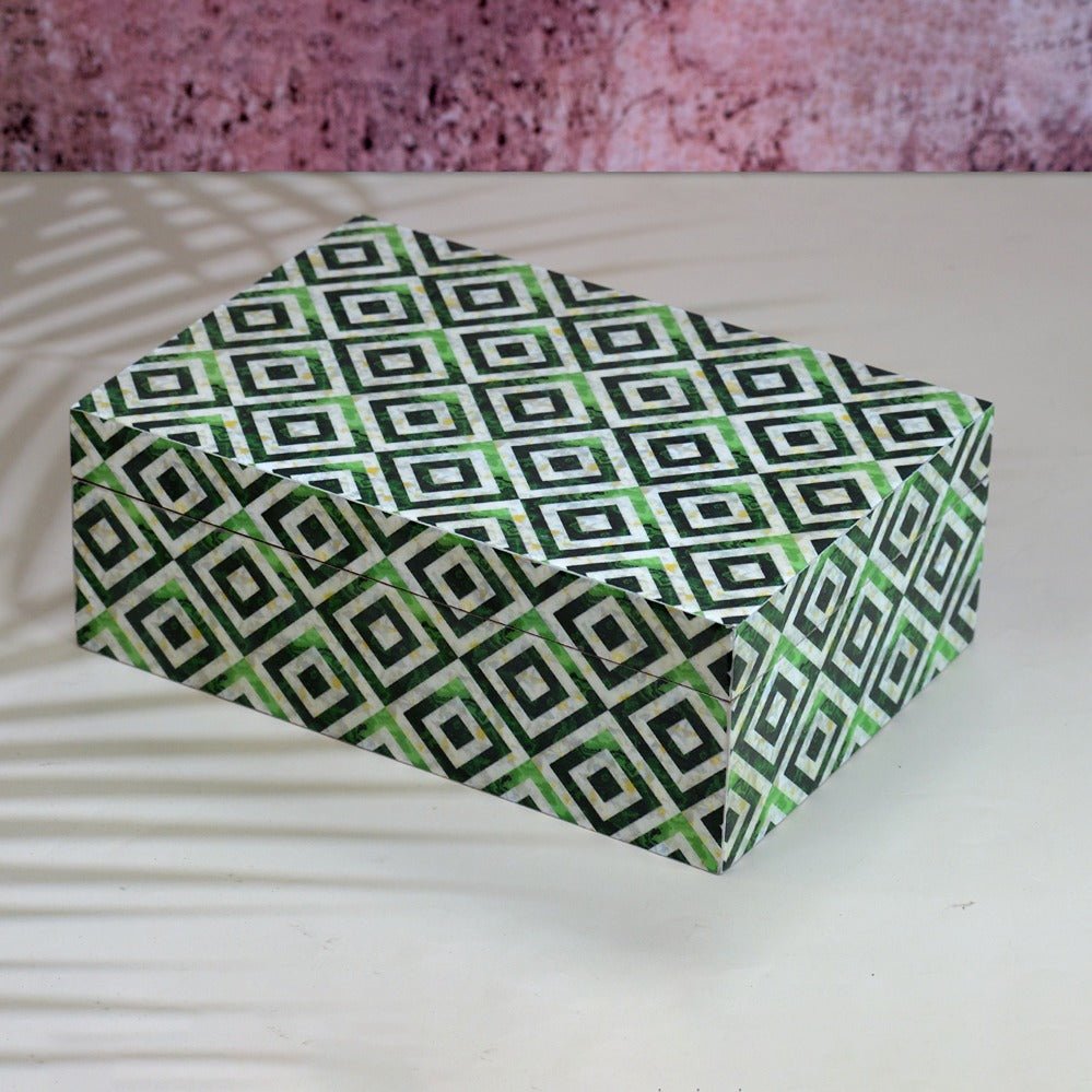 Pattern Tea Box | Jewellery Box – Organizers by The Mohraj available on Brown Living™. . SKU: MJ00098BXO. Img 2.