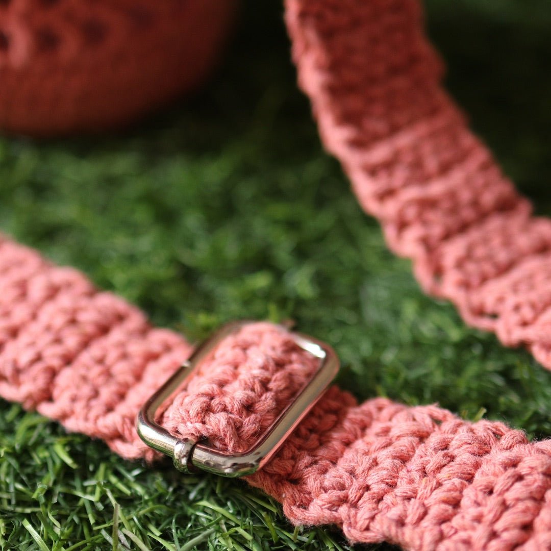 Peach Handmade Crochet Sling Bottle Cover – Bottles & Sippers on Brown Living™. SKU: SAR106. Img 4.