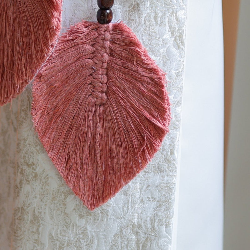 Peach Macrame Leaf Curtain Ties | Verified Sustainable Curtains on Brown Living™