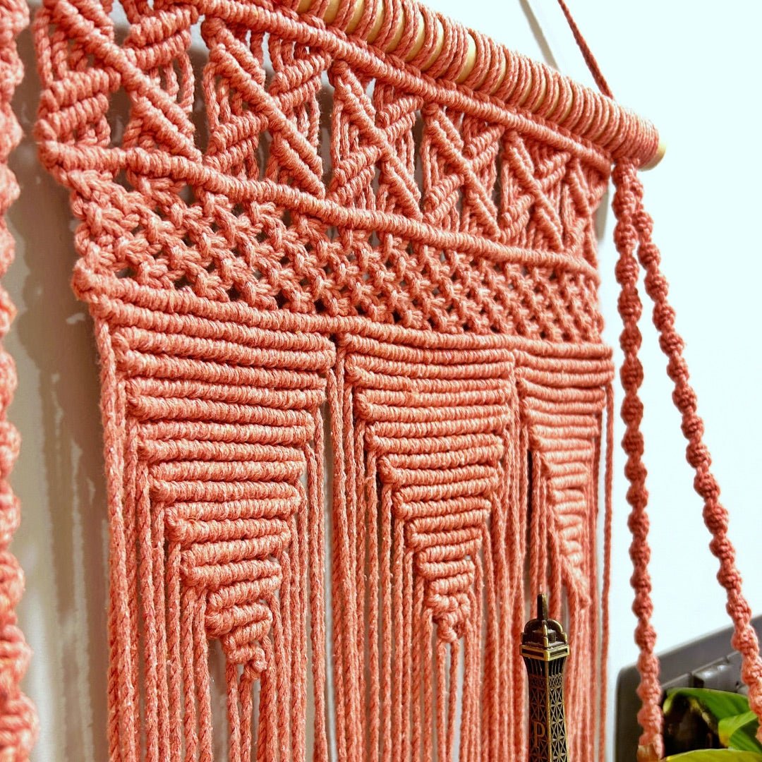 Peach Macrame Wall Shelf – Wall Decor on Brown Living™. SKU: SAR139. Img 3.