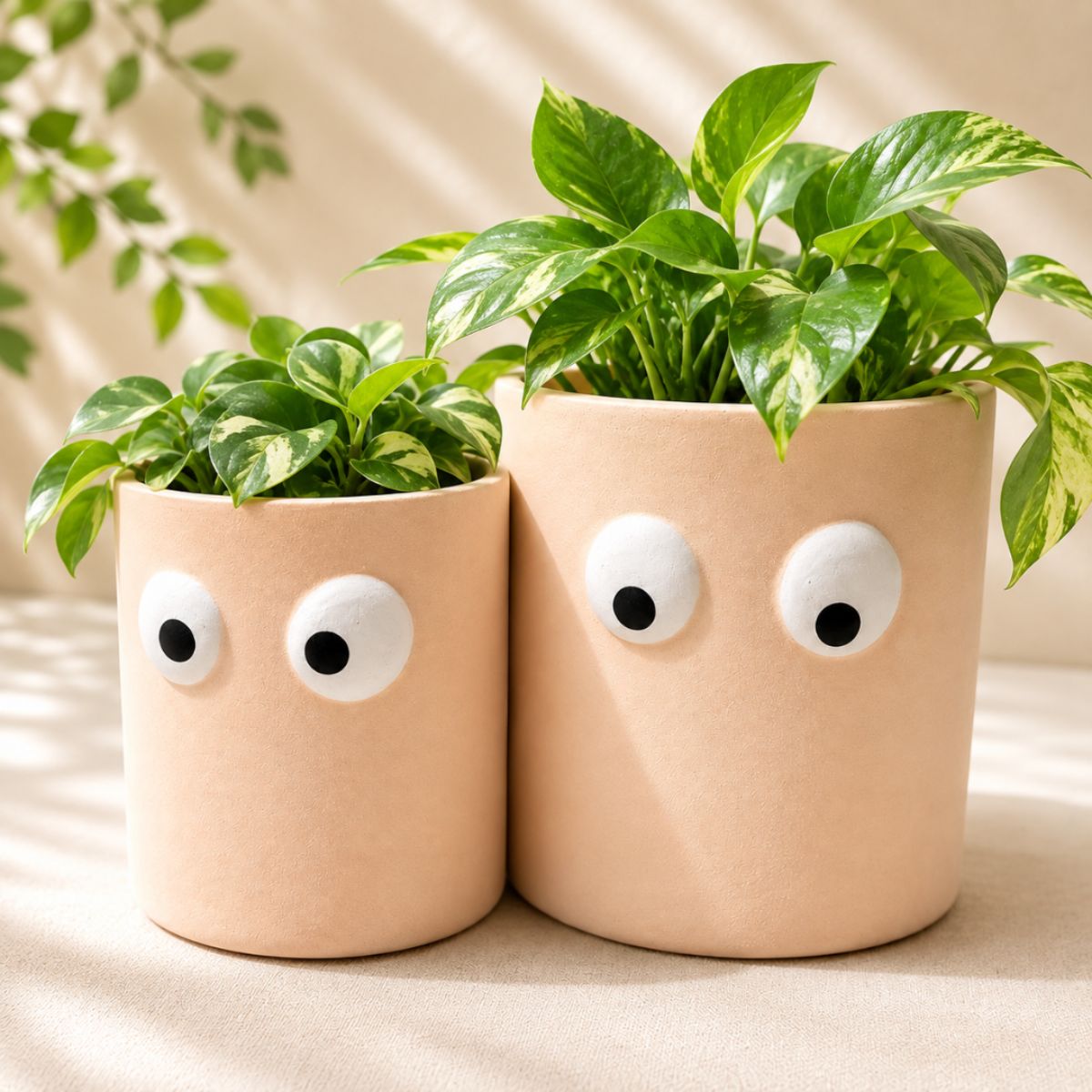 Peach Muse Face Planter Set of 2 | Decorative Planters – Ceramic Planter on Brown Living™. SKU: D-475. Img 3.