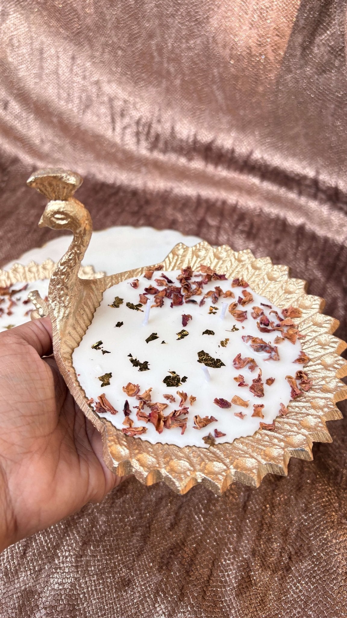 Peacock Candle Set of 2 | Decorative Festive Home Decor – Candles & Fragrances on Brown Living™. SKU: LUSH_0062. Img 3.