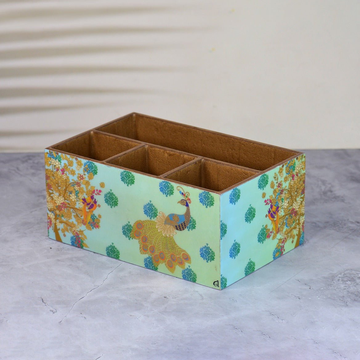 Peacock Themed Multipurspose Cutlery Holder – Kitchen Organizers on Brown Living™. SKU: MJ00071TA. Img 2.