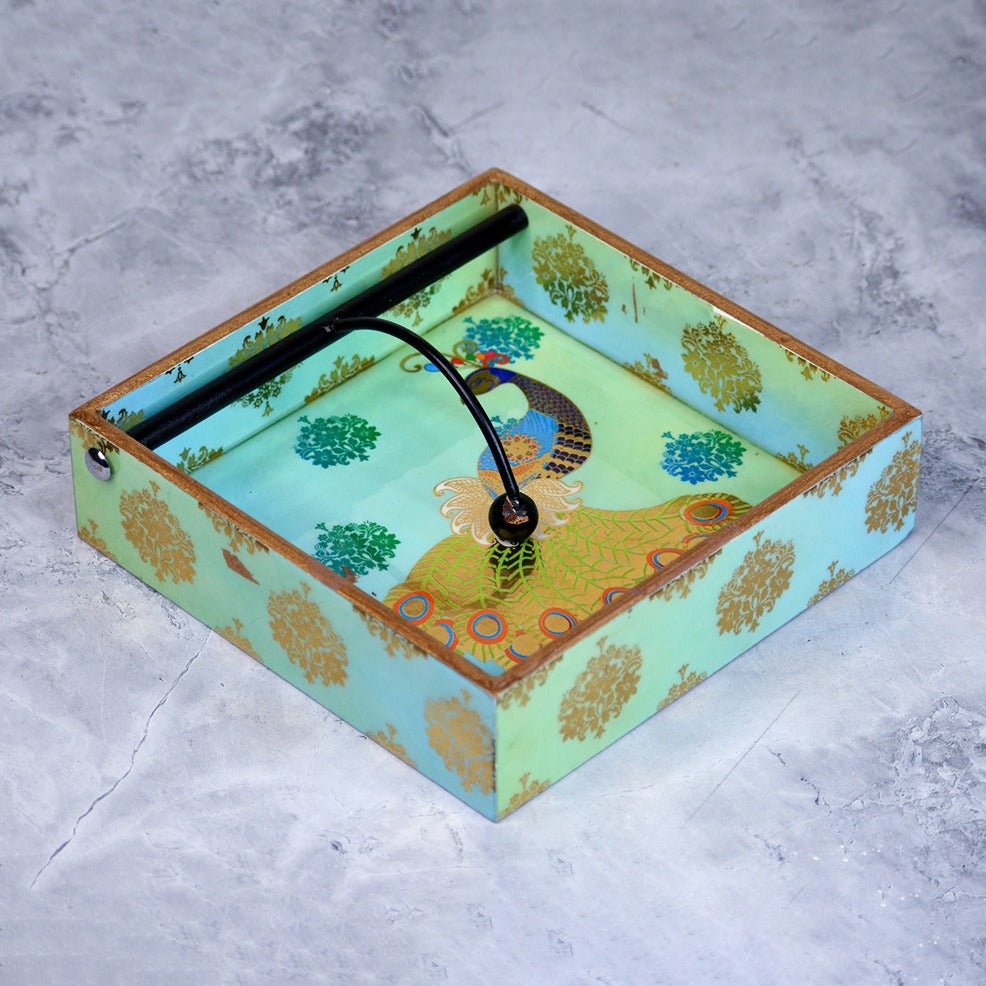 Peacock Themed Tissue Holder – Trays & Platters by The Mohraj available on Brown Living™. . SKU: MJ00072TA. Img 2.
