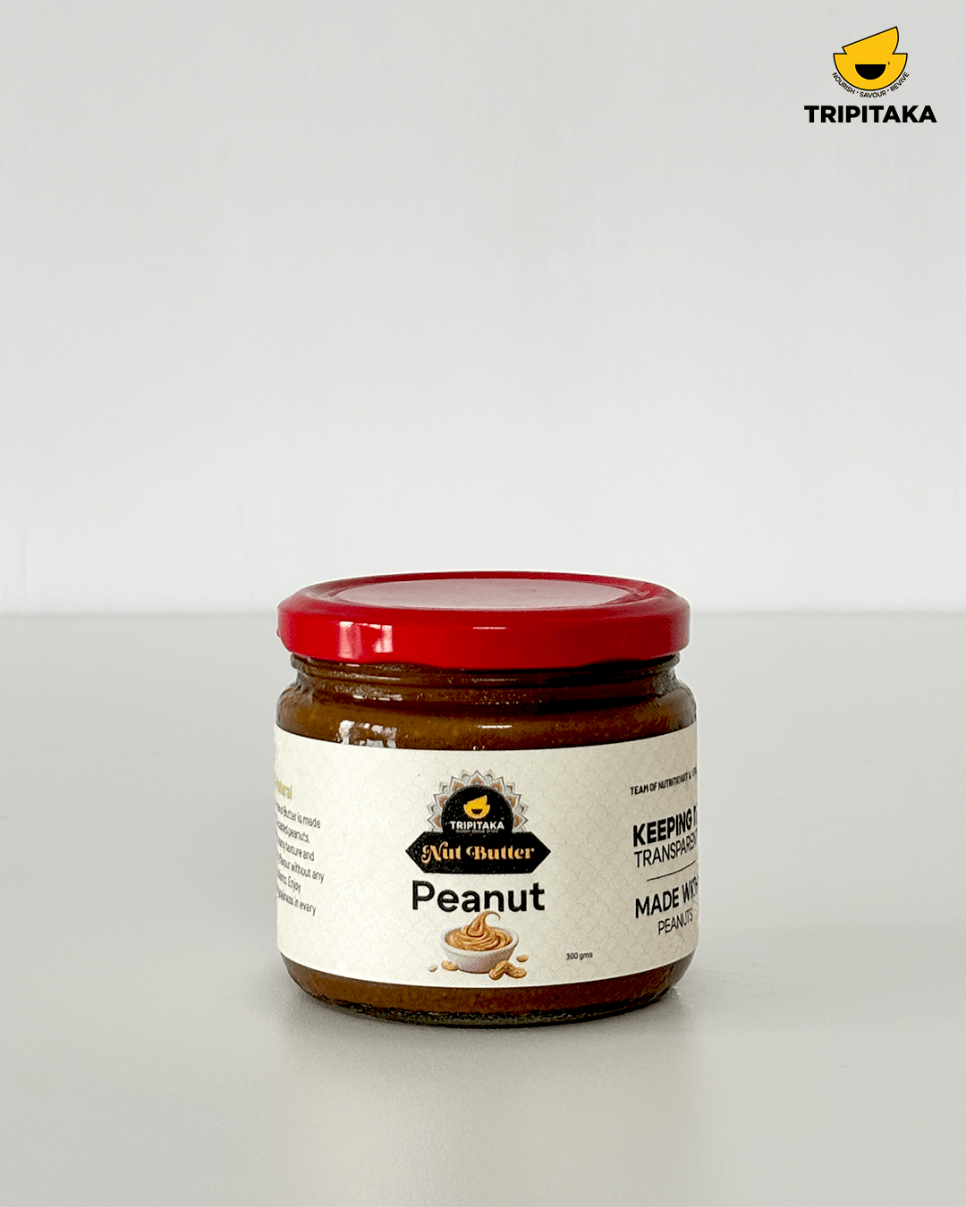 Peanut Butter | Creamy & Natural | 300gm – Jams & Spreads on Brown Living™. SKU: TP-NB-PB. Img 1.