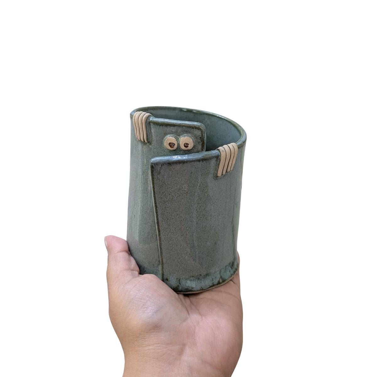 Peek - a - Boo Ceramic Organizer: Adorable Storage Solution – Home Decor by Solar Crafts available on Brown Living™. Green Lage. SKU: PAB - LG - Green. Img 9.