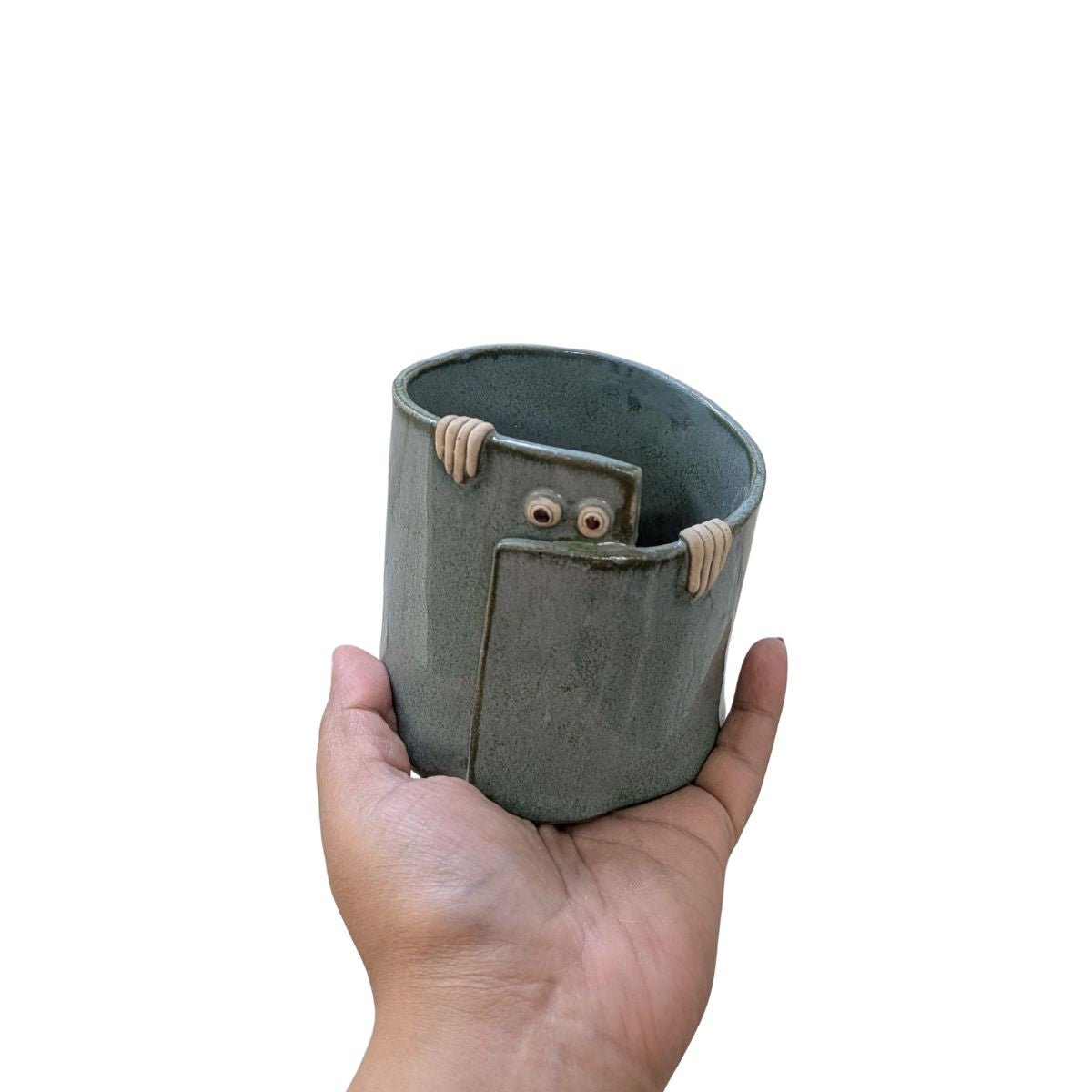 Peek - a - Boo Ceramic Organizer: Adorable Storage Solution – Home Decor by Solar Crafts available on Brown Living™. Green Small. SKU: PAB - SM - Green. Img 10.