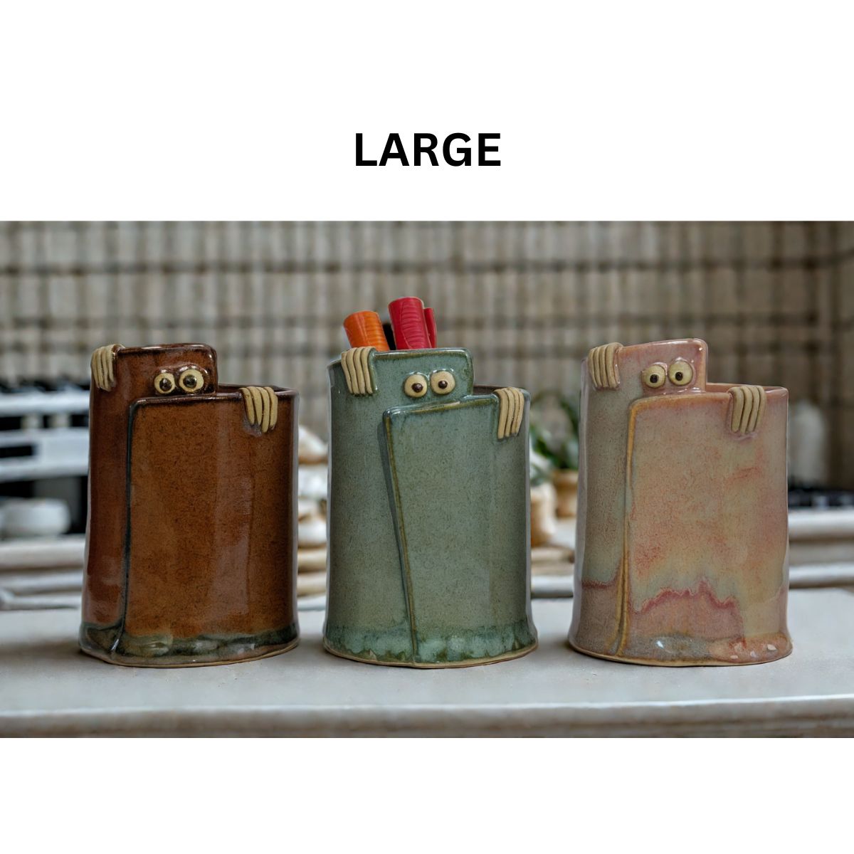 Peek - a - Boo Ceramic Organizer: Adorable Storage Solution – Home Decor by Solar Crafts available on Brown Living™. Peach Small. SKU: PAB - SM - Peach. Img 7.