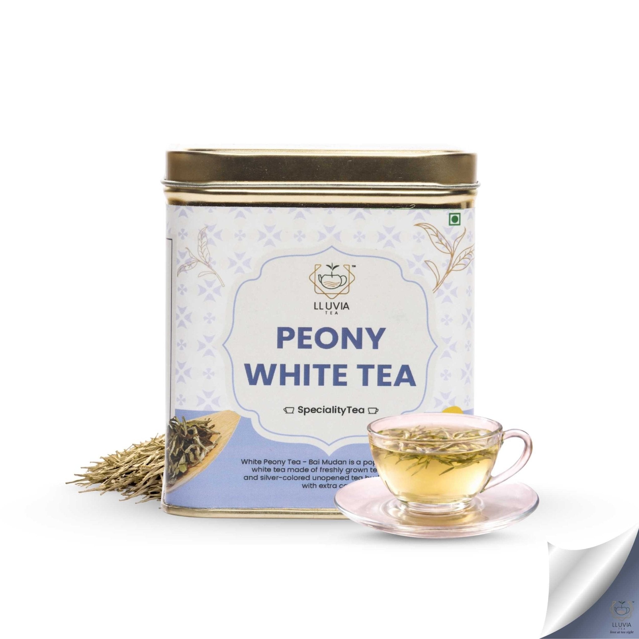 Peony White Tea – Weight Loss & Blood Circulation – 50g – Tea on Brown Living™. SKU: TTTin50New. Img 1.
