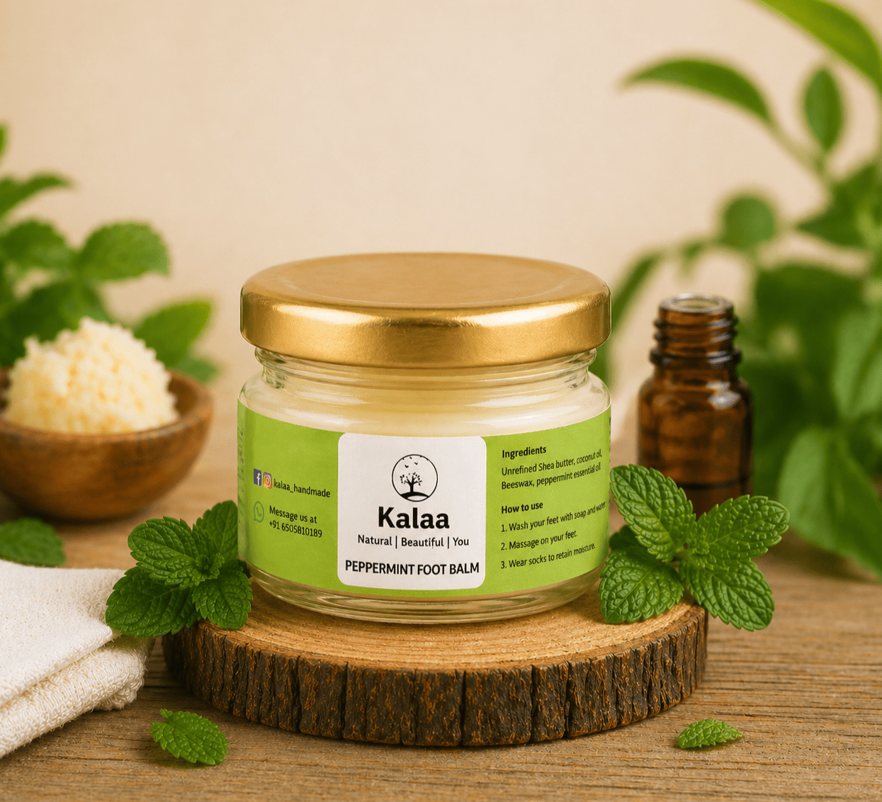 Peppermint Foot Balm Cooling And Refreshing Foot Care – Foot Cream on Brown Living™. SKU: PPRFTBM. Img 1.