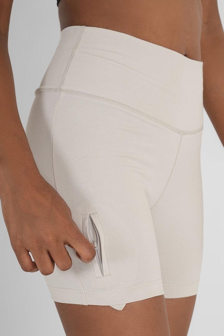 Perfect Fit Natural Fabric Gym Shorts | Breathable & Stretchable Wear – Womens Shorts on Brown Living™. SKU: ELSCWHTXS. Img 2.