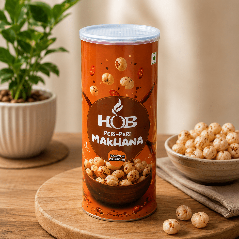 Peri Peri Makhana 60g | Roasted Fox Nuts Spicy Healthy Snack – Healthy Snacks on Brown Living™. SKU: HGE0003. Img 1.