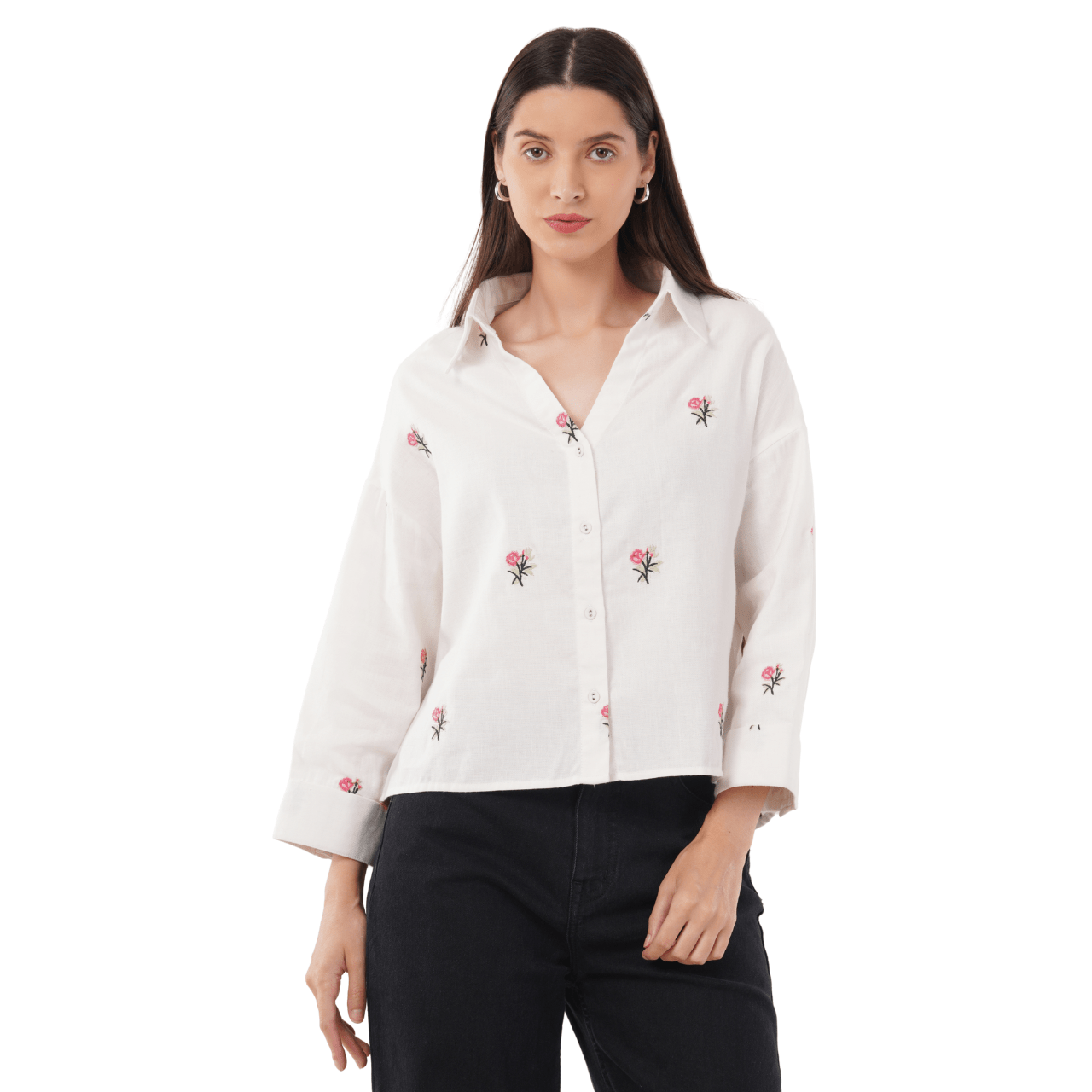 Petal Whisper | Hemp Cotton Sustainable Shirt | Women – Womens Shirt on Brown Living™. SKU: PetalWhisper-XS. Img 1.