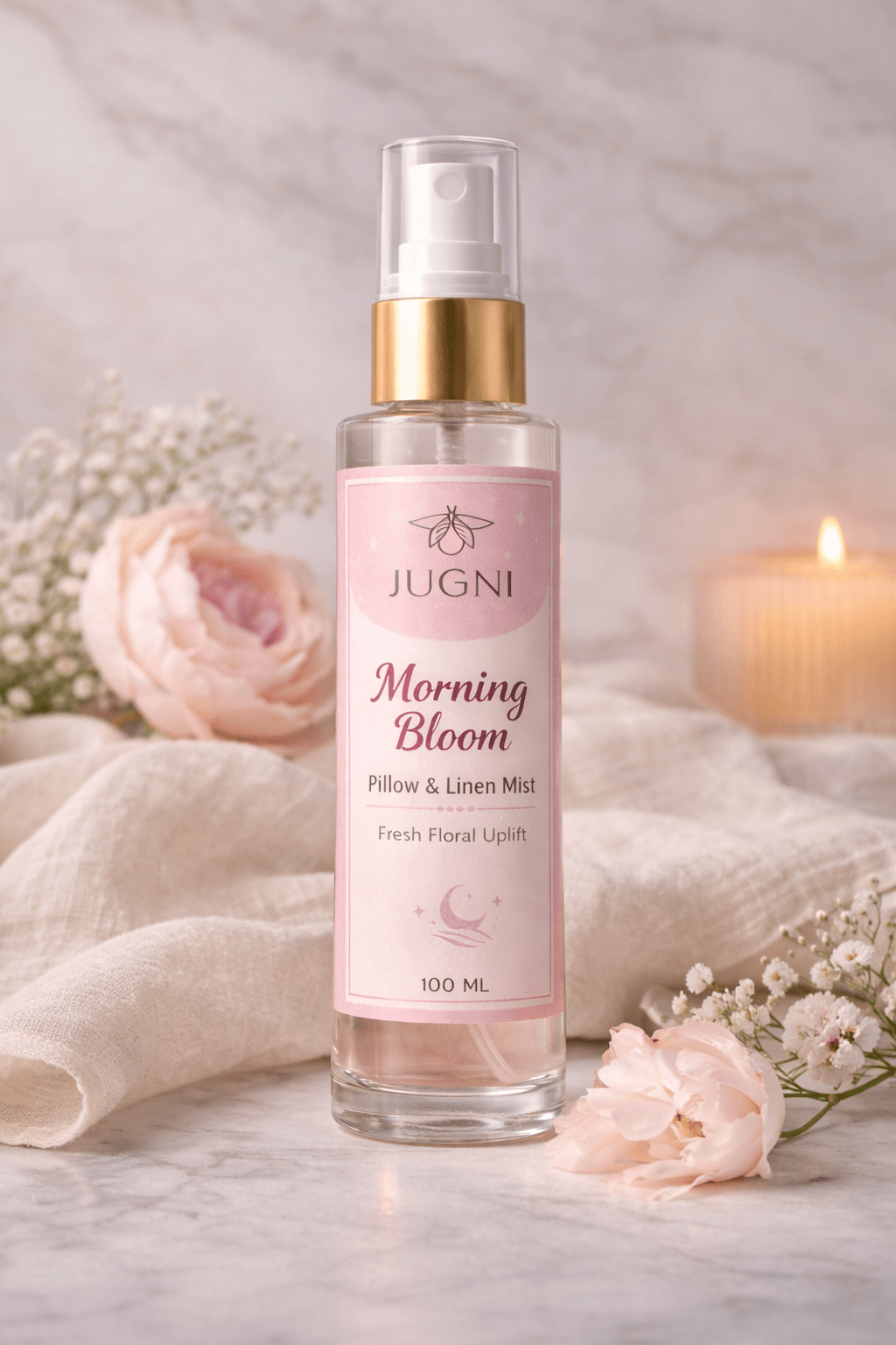Pillow Linen Mist – Refreshing Fabric Spray for Soft Fresh Fragrance – Bed Linens on Brown Living™. SKU: PLM-MB-01. Img 3.