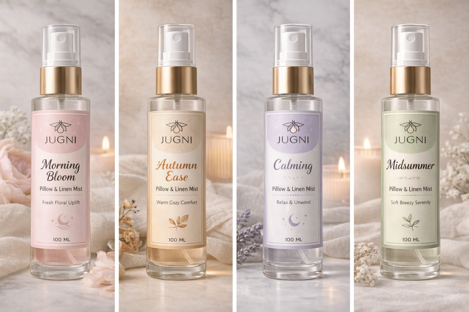 Pillow Linen Mist – Refreshing Fabric Spray for Soft Fresh Fragrance – Bed Linens on Brown Living™. SKU: PLM-MB-01. Img 1.