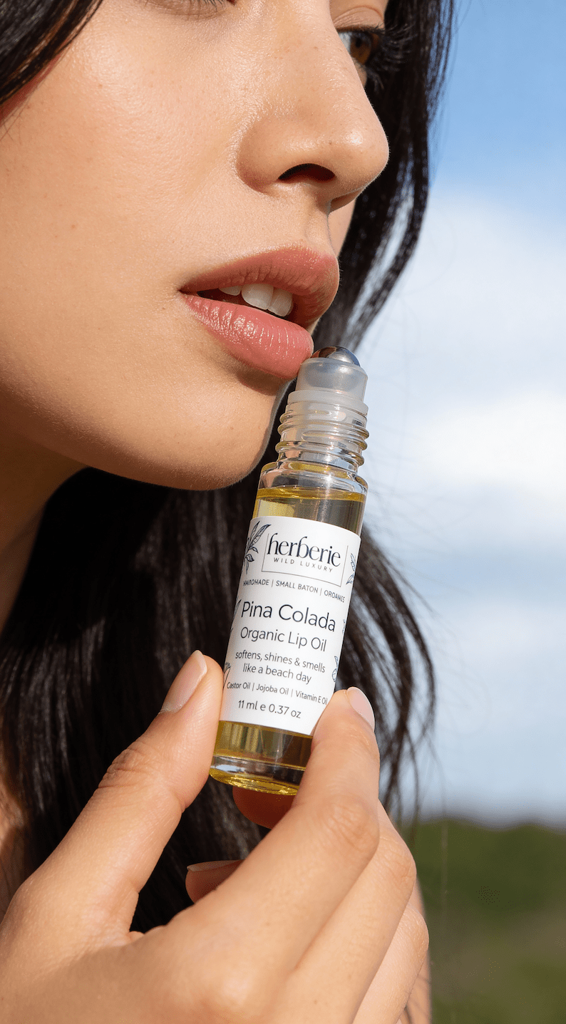 Pina Colada Organic Lip Oil | Hydrating Lip Care | 11ml – Lip Balms on Brown Living™. SKU: PCLO-11. Img 5.