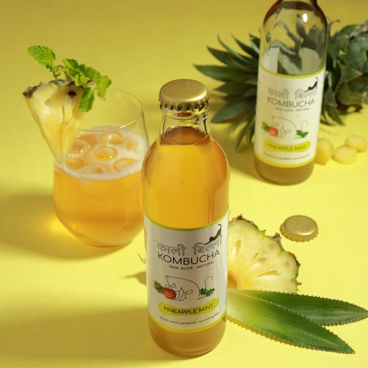 Pineapple Mint Kombucha 250ml | Refreshing Probiotic Fermented Tea – Health & Energy Drinks on Brown Living™. SKU: KBKPM. Img 4.