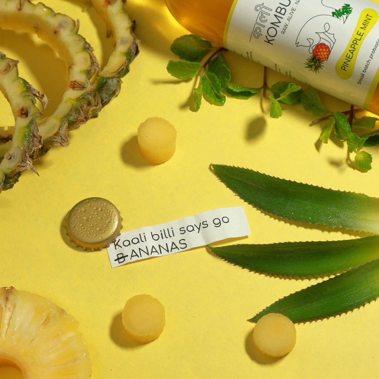 Pineapple Mint Kombucha 250ml | Refreshing Probiotic Fermented Tea – Health & Energy Drinks on Brown Living™. SKU: KBKPM. Img 5.