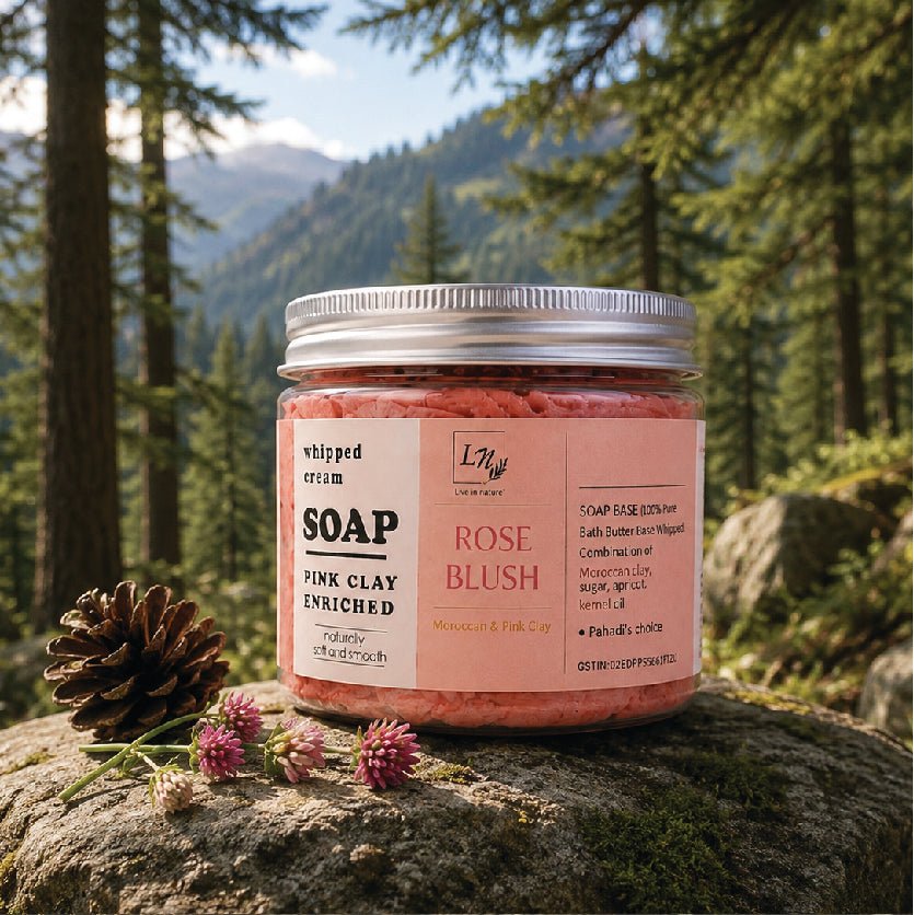 Pink Clay Whipped Soap | Gentle Cleansing Cream Soap – Body Soap on Brown Living™. SKU: LN-RBWS50-01. Img 2.