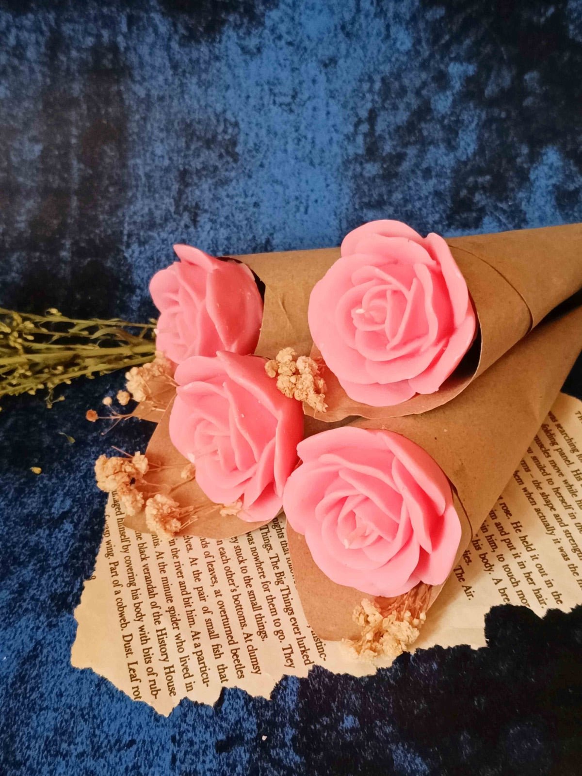 Pink Rose Soywax Candle Flower Bouquet (Sweet Patchouli) | Verified Sustainable by Brown Living™