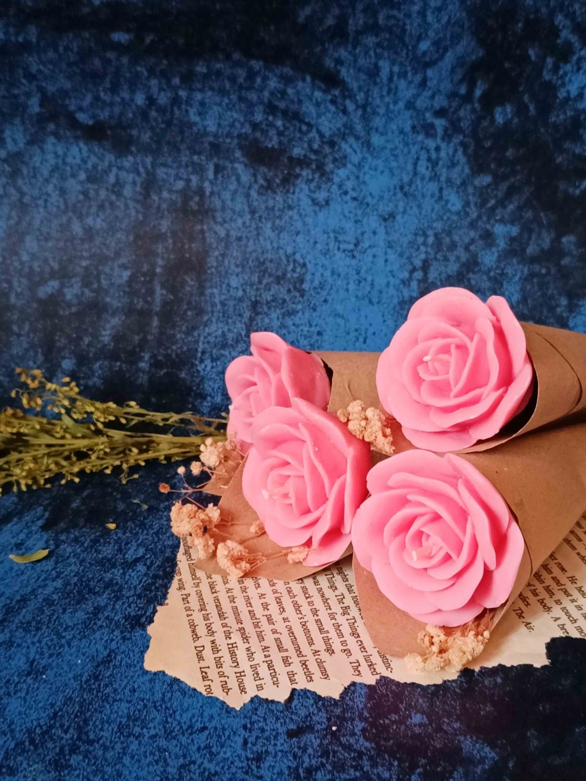 Pink Rose Soywax Candle Flower Bouquet (Sweet Patchouli) | Verified Sustainable by Brown Living™