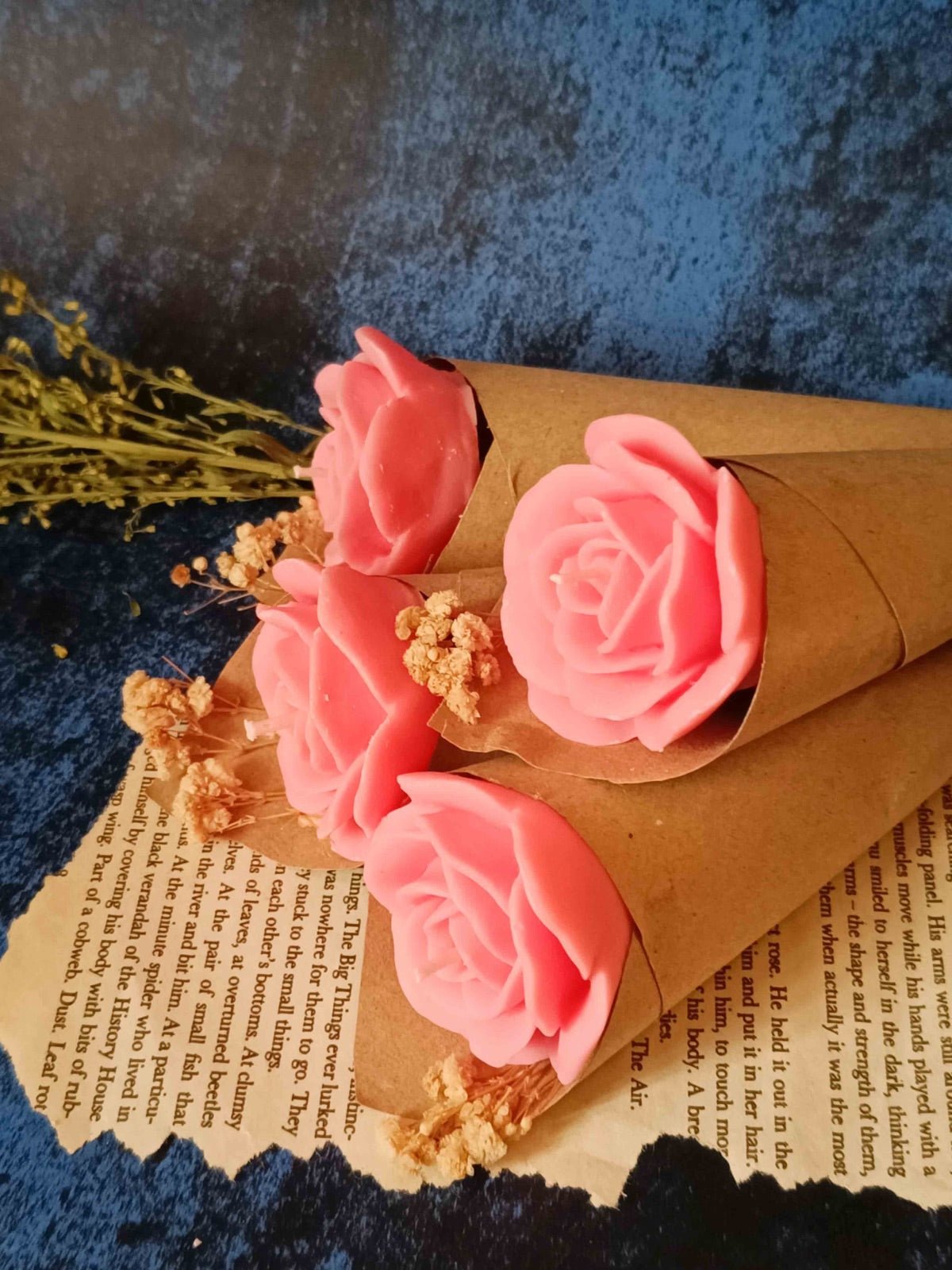 Pink Rose Soywax Candle Flower Bouquet (Sweet Patchouli) | Verified Sustainable by Brown Living™