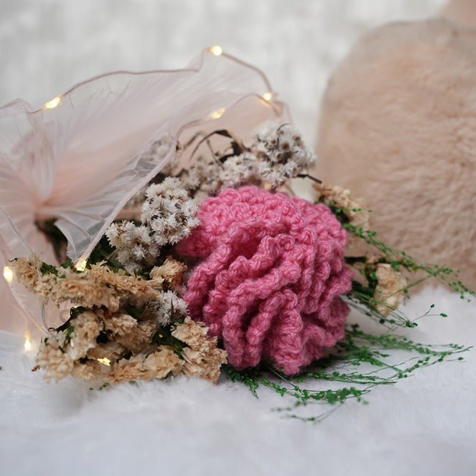 Pink Whisper Crochet Carnations | Handcrafted Floral Décor – Home Decor on Brown Living™. SKU: DF-397. Img 2.