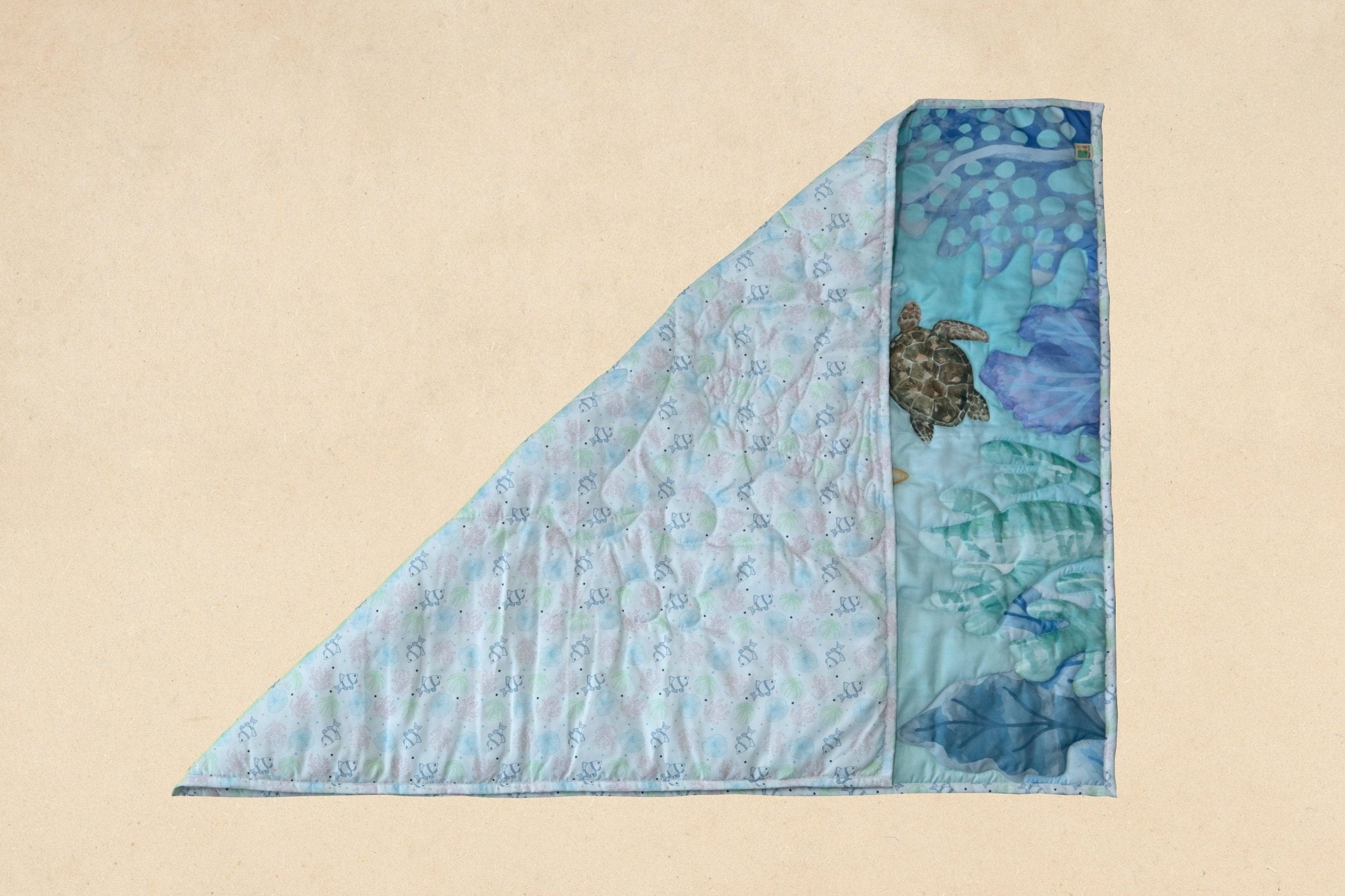 Playful Dolphin Quilt Soft Kids Bedding Blanket – Play Mats on Brown Living™. SKU: QLTDOLPHIN. Img 2.
