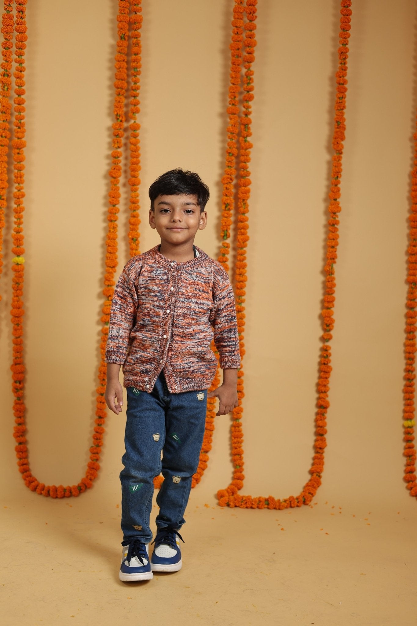 Playful Mélange Merino Wool Baby Cardigan – Herbal Dyed & Cozy – Kids Daywear Sets on Brown Living™. SKU: MCM23001. Img 5.