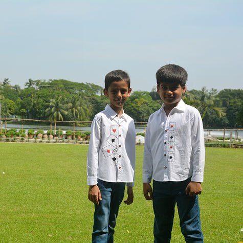 Playing Cards Embroidered 100% Organic Cotton – Kids Shirts on Brown Living™. SKU: PCE - 1W. Img 4.