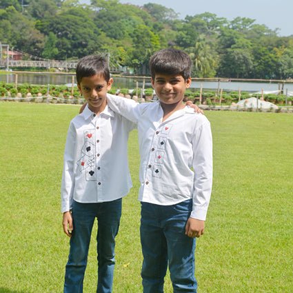Playing Cards Embroidered 100% Organic Cotton – Kids Shirts on Brown Living™. SKU: PCE - 1W. Img 5.