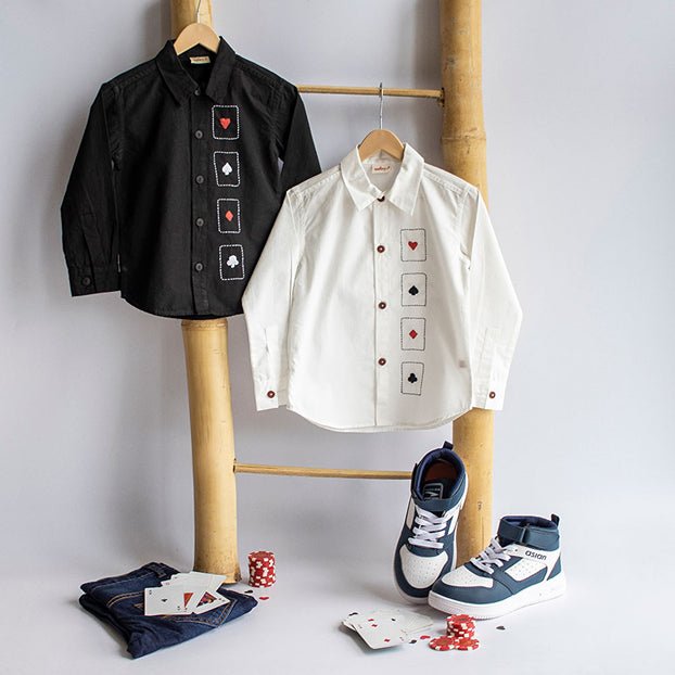 Playing Cards Embroidered 100% Organic Cotton – Kids Shirts on Brown Living™. SKU: PCE - 1W. Img 7.