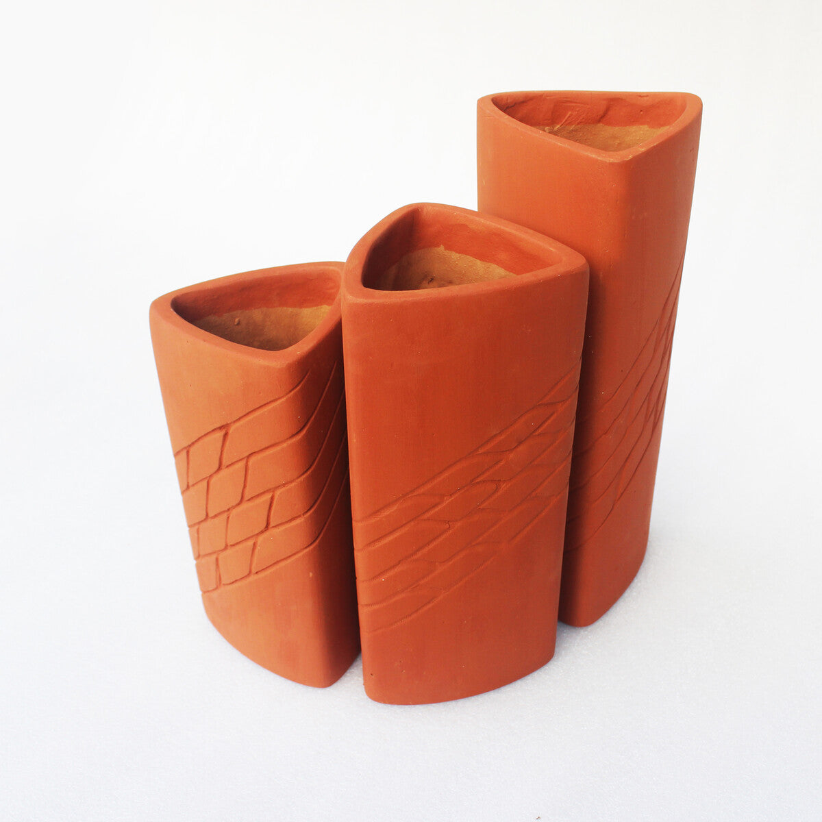 Trigo Terracotta Planters Set of 3 (Large,Medium,Small) – Pots & Planters on Brown Living™. SKU: PLT - TRG. Img 3.