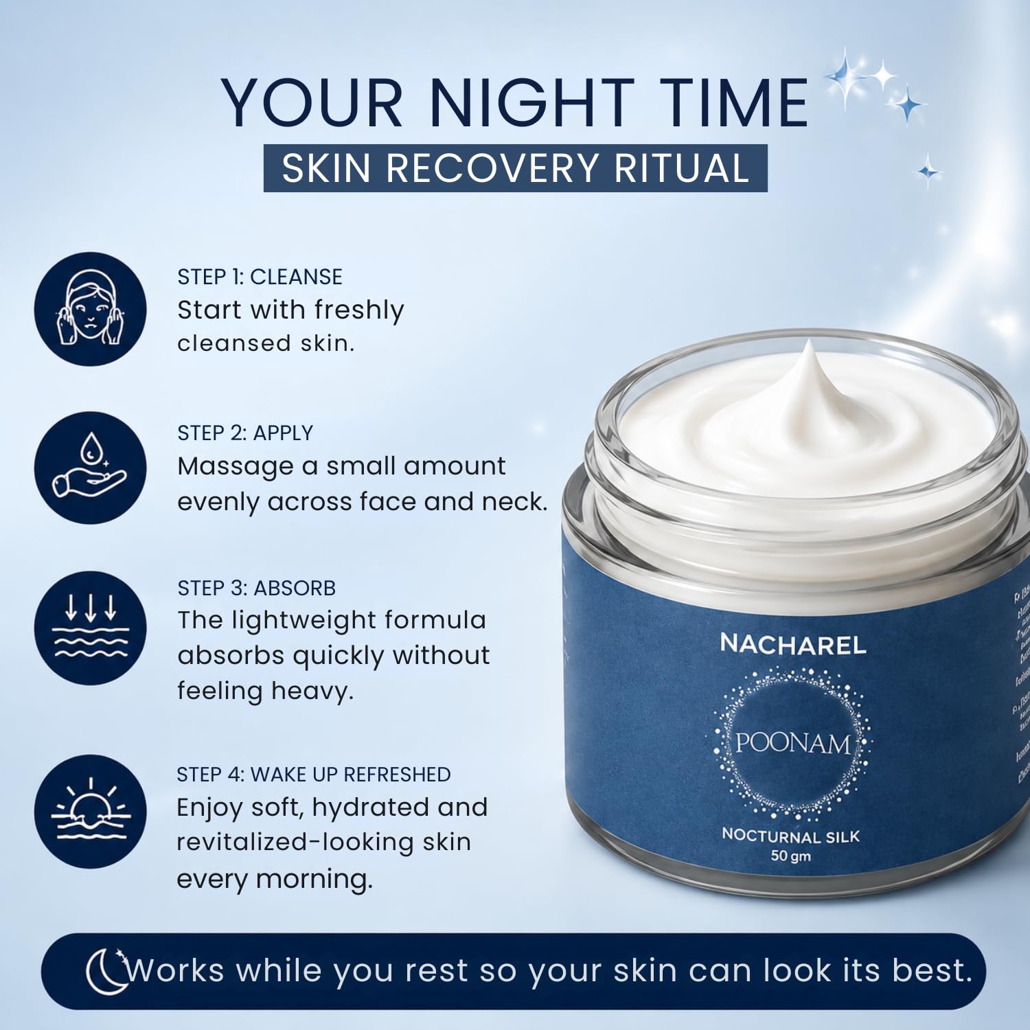 Poonam Night Cream – Overnight Nourishing & Repair Face Cream – Face Cream on Brown Living™. SKU: NCH030. Img 4.