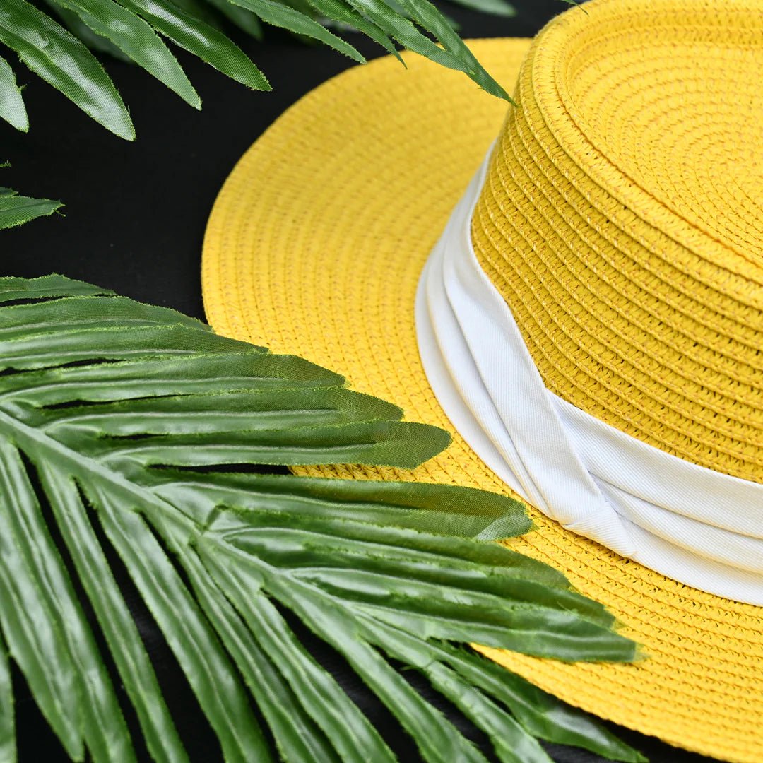 Pork Pie Hat Made With Cotton & Natural Straw | Lightweight Summer Hat – Womens Hat on Brown Living™. SKU: MBNL003022. Img 11.