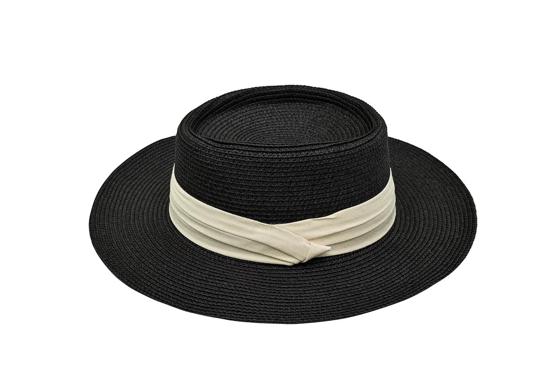 Pork Pie Hat Made With Cotton & Natural Straw | Lightweight Summer Hat – Womens Hat on Brown Living™. SKU: MBNL003025. Img 1.