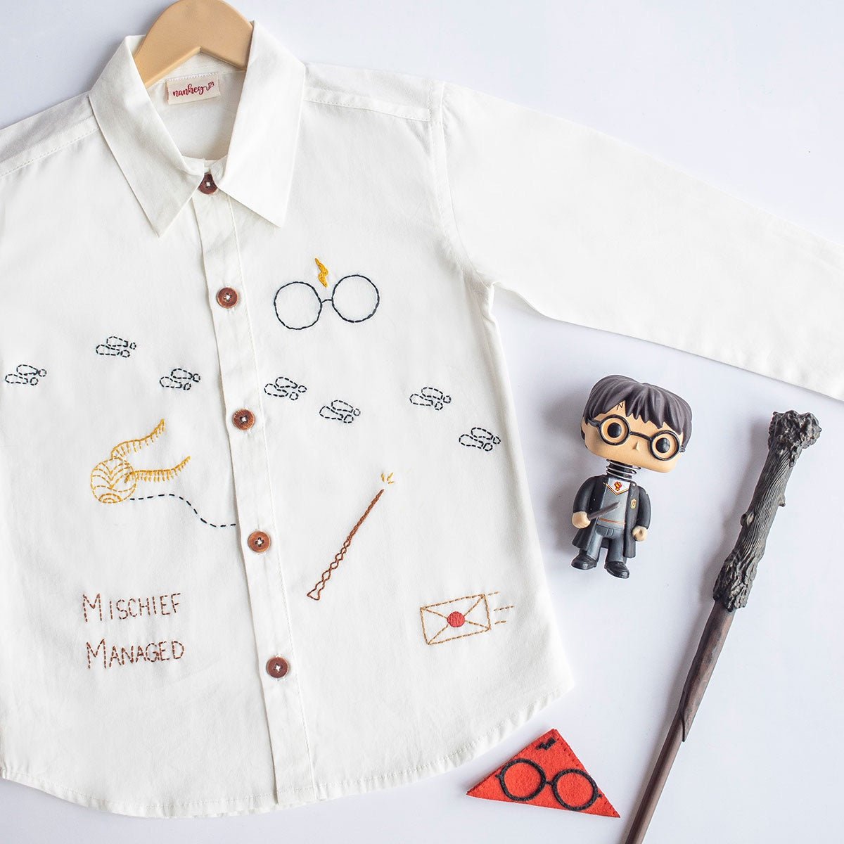 Potter - Magic Embroidered Unisex Organic Cotton Shirt - White | Verified Sustainable by Brown Living™