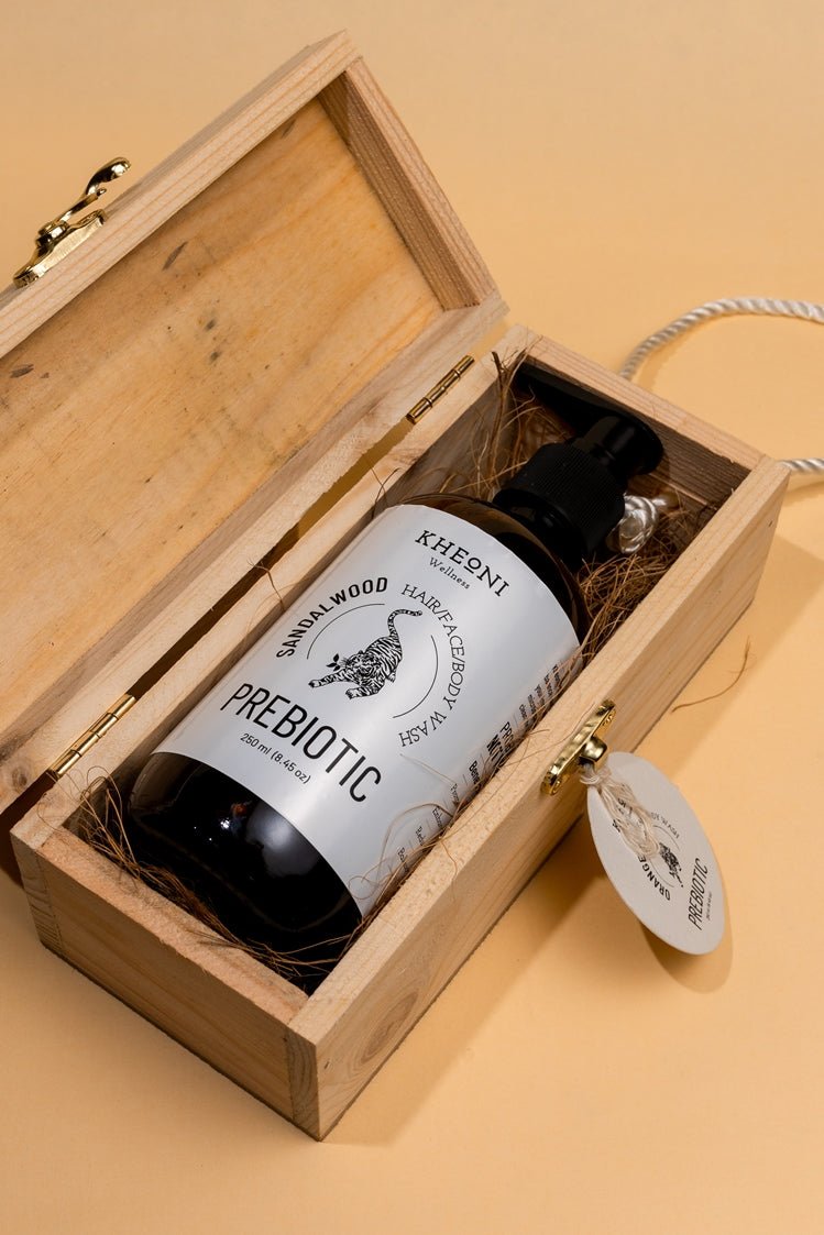 Prebiotic Sandalwood | 3 - in - 1 Hair, Face & Body Wash – Body Wash on Brown Living™. SKU: PRTISA250L. Img 2.