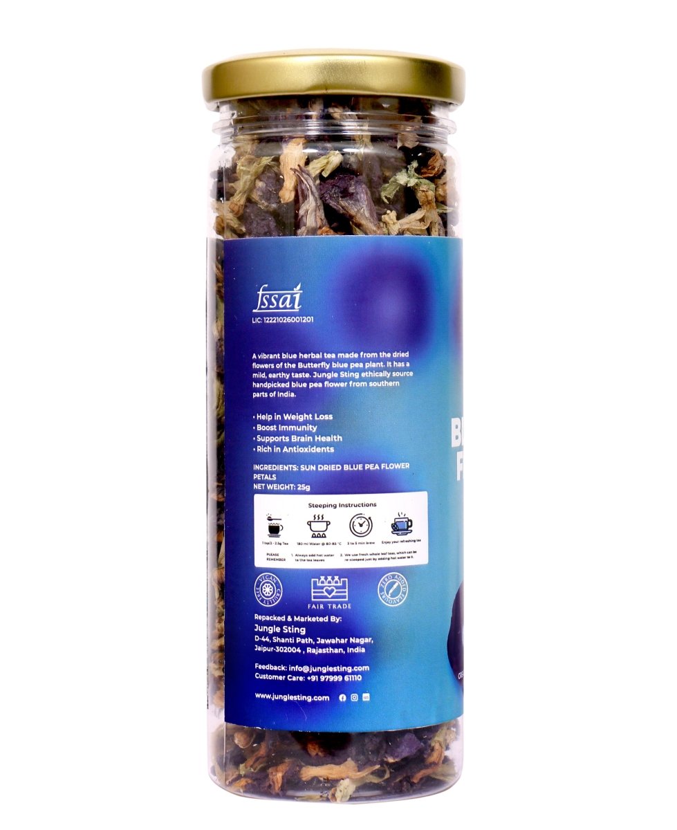 Premium Blue Butterfly Pea Flower Tea – Tea by JUNGLE STING available on Brown Living™. . SKU: JSBLUEPEA. Img 3.