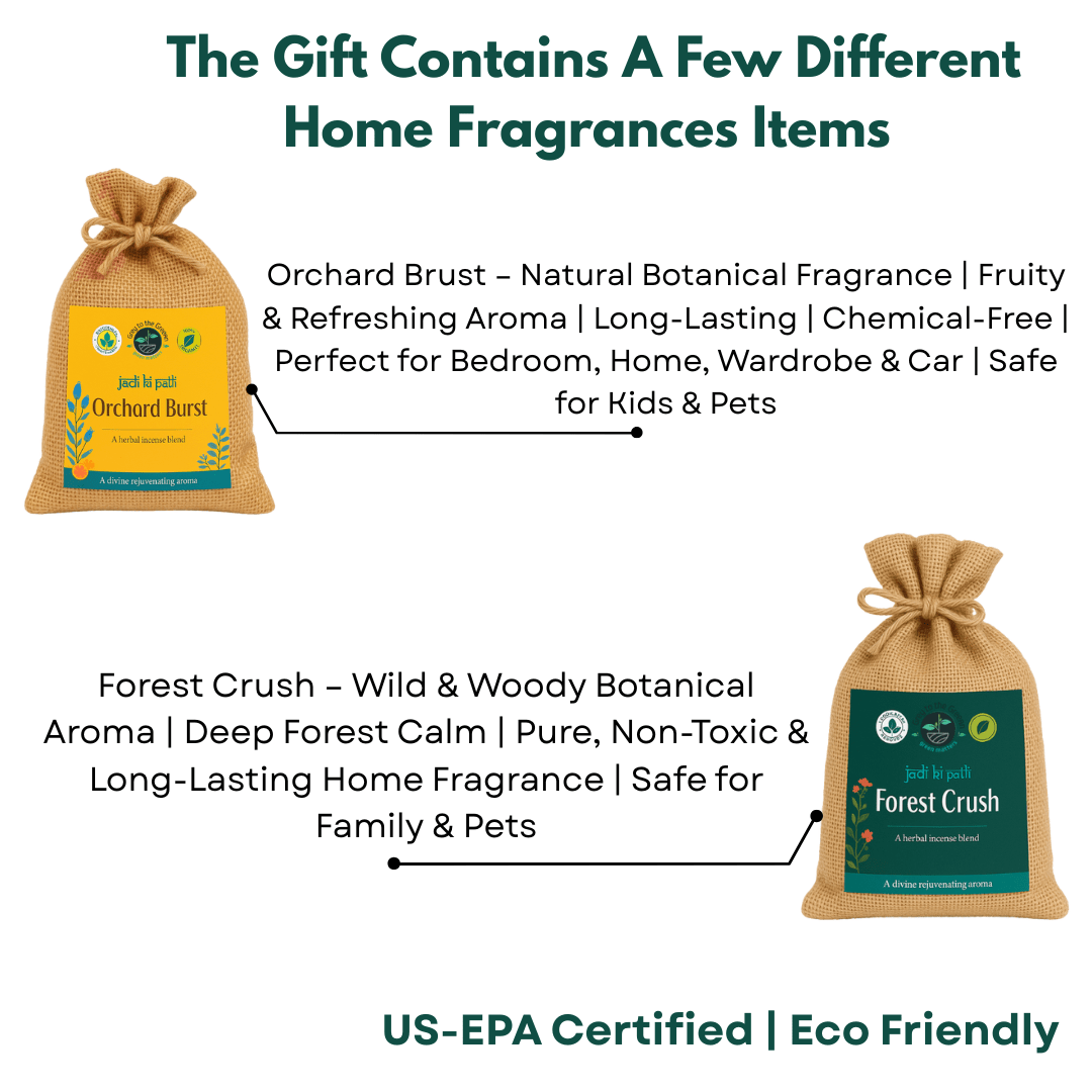 Premium Botanical Car Aroma Potli | Orchard Brust & Forest Crush | Pack of 2 – Fragrance Diffusers on Brown Living™. SKU: BLP2001-OBFC. Img 4.